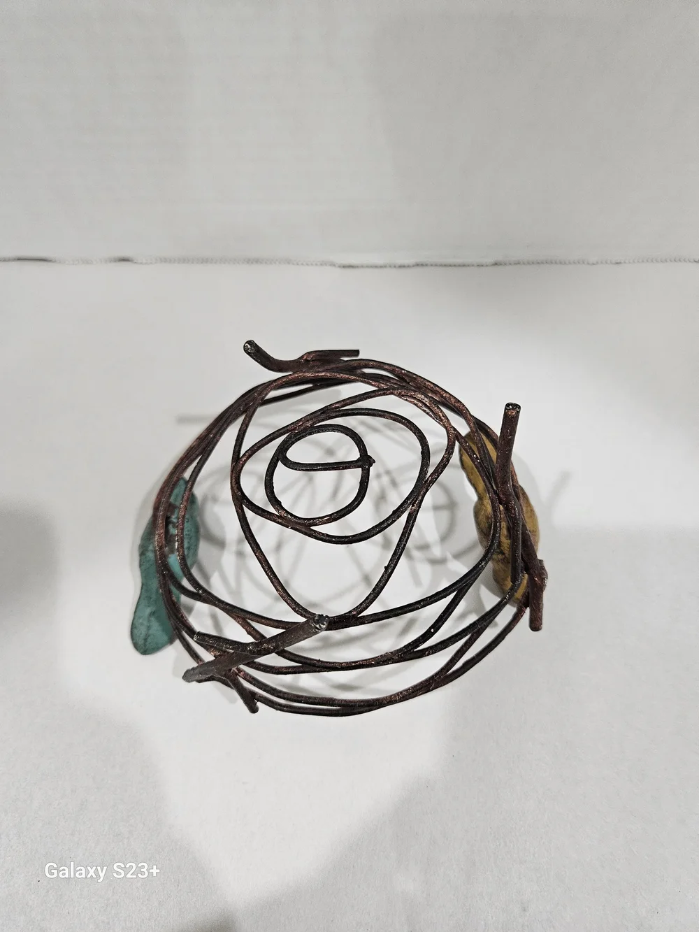 Decorative Bird Nest with Yellow and Teal Birds